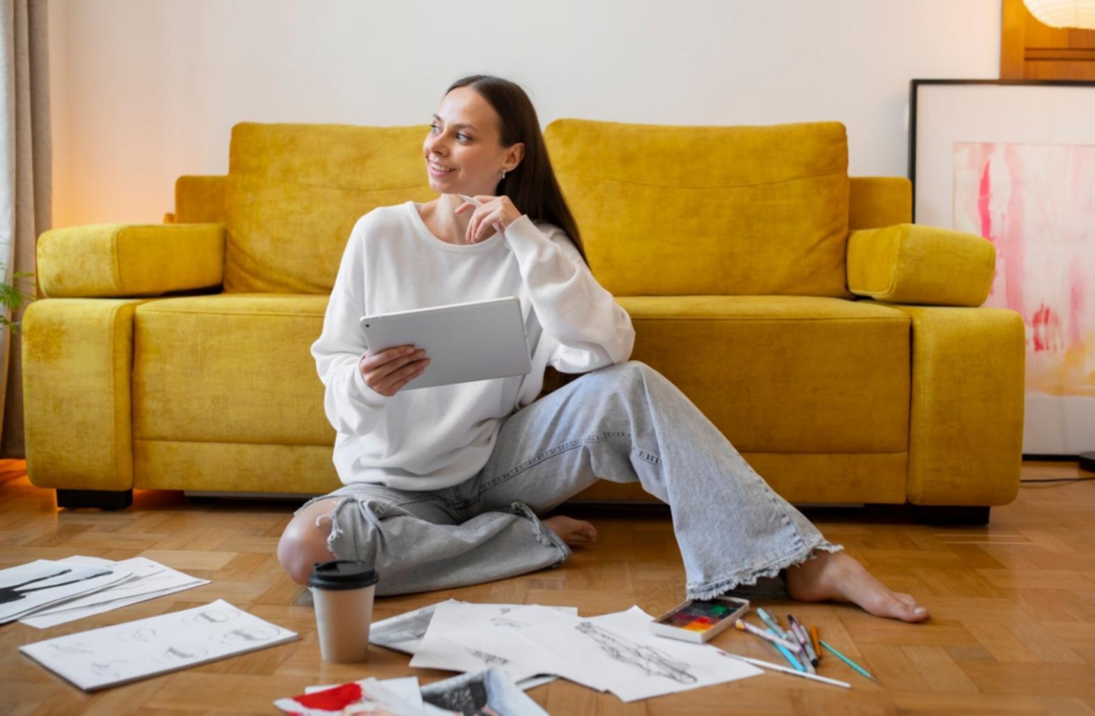 Espace de travail organisé avec documents financiers et ordinateur